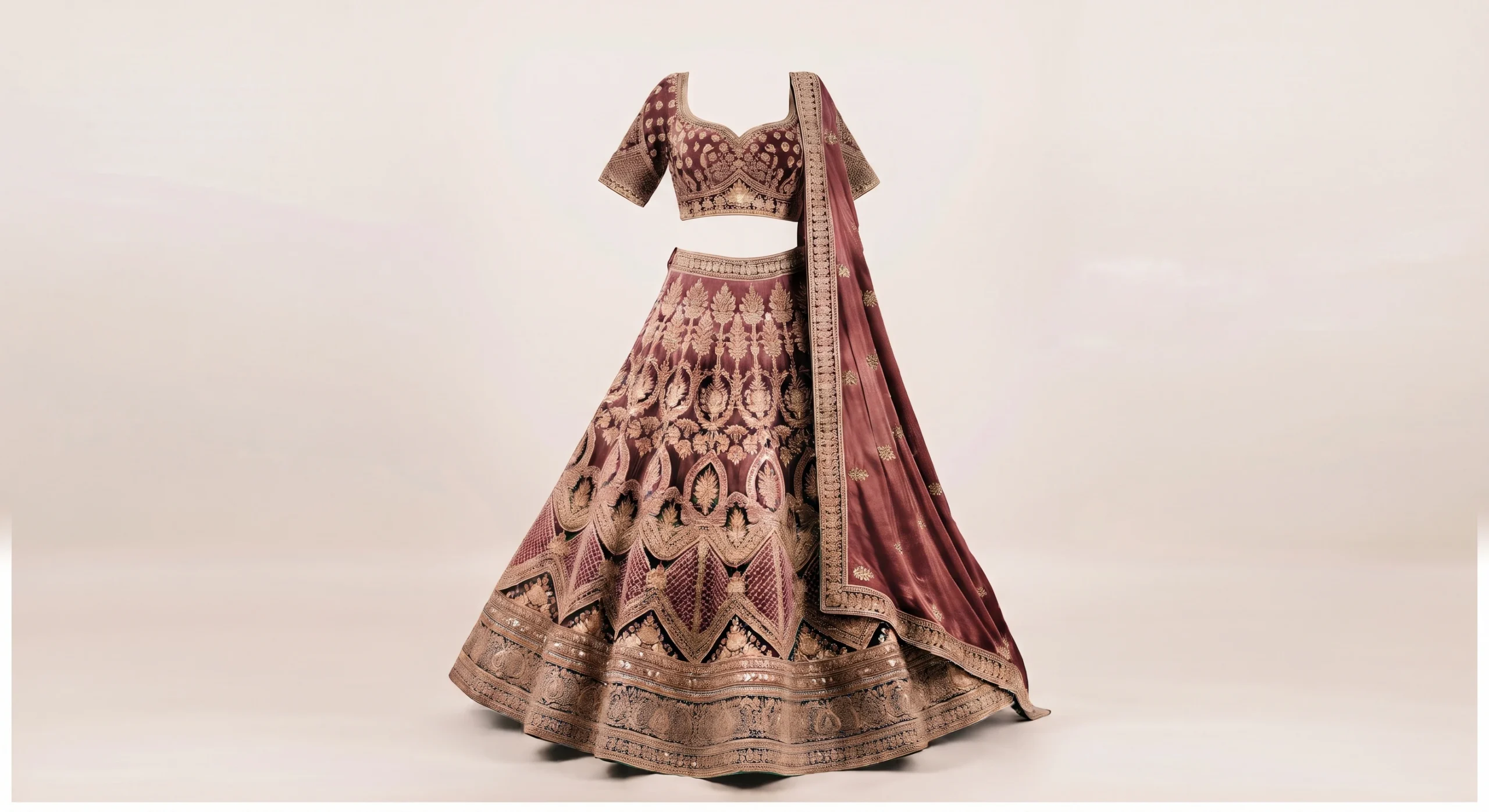 Zari Embroidered Designer Velvet Lehenga Choli - Image 2